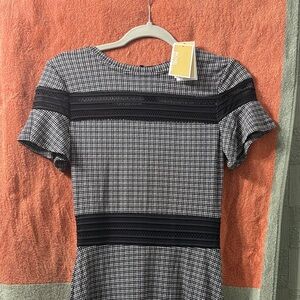 Michael Kors Black and White Checkered Mini Dress